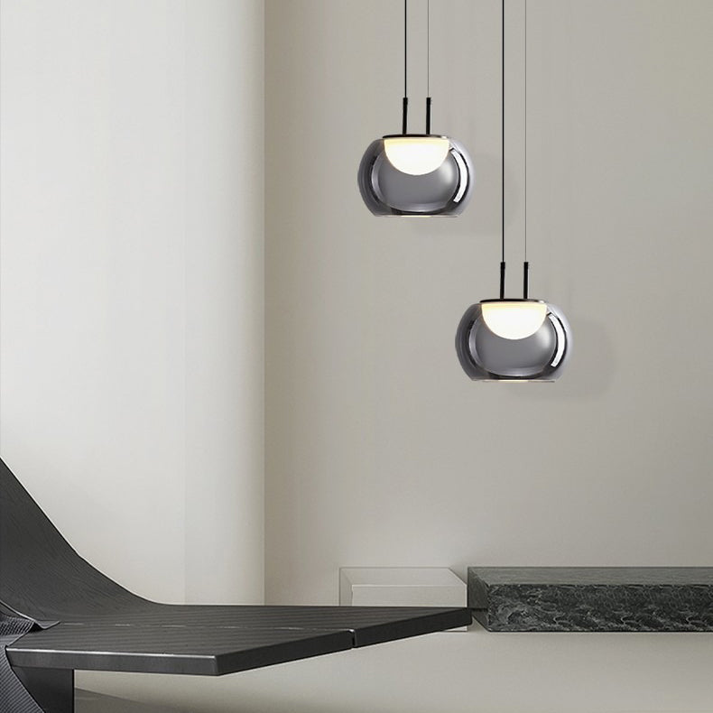 Contemporary Scandinavian Globe Iron Glass LED Chandelier Island Light For Living Room
