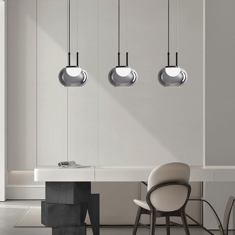Contemporary Scandinavian Globe Iron Glass LED Chandelier Island Light For Living Room