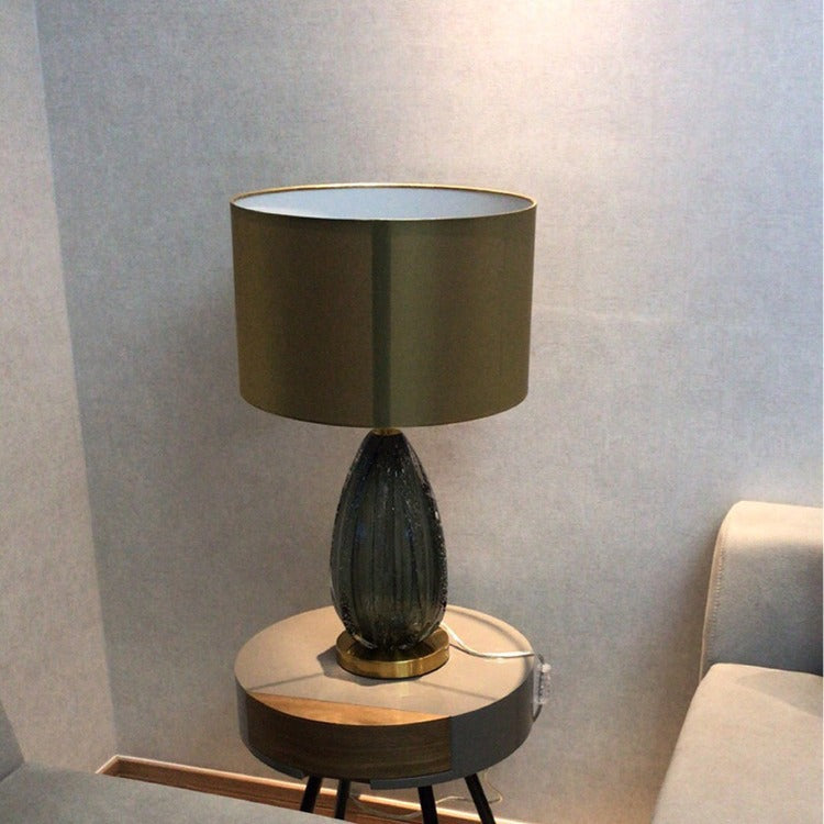 Moderne Luxus Zylinder Glasur Eisen Stoff 1-Licht Tischlampe für Schlafzimmer 