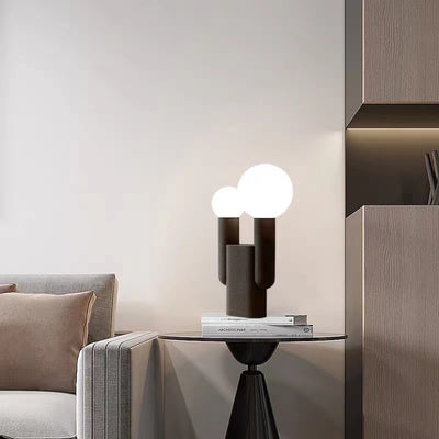 Modern Art Deco Cylinder Resin Glass 2-Light Table Lamp For Bedroom