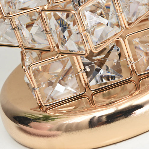 Abat-jour conique traditionnel européen en aluminium avec cristal, lampe de table à 1 lumière pour chambre 