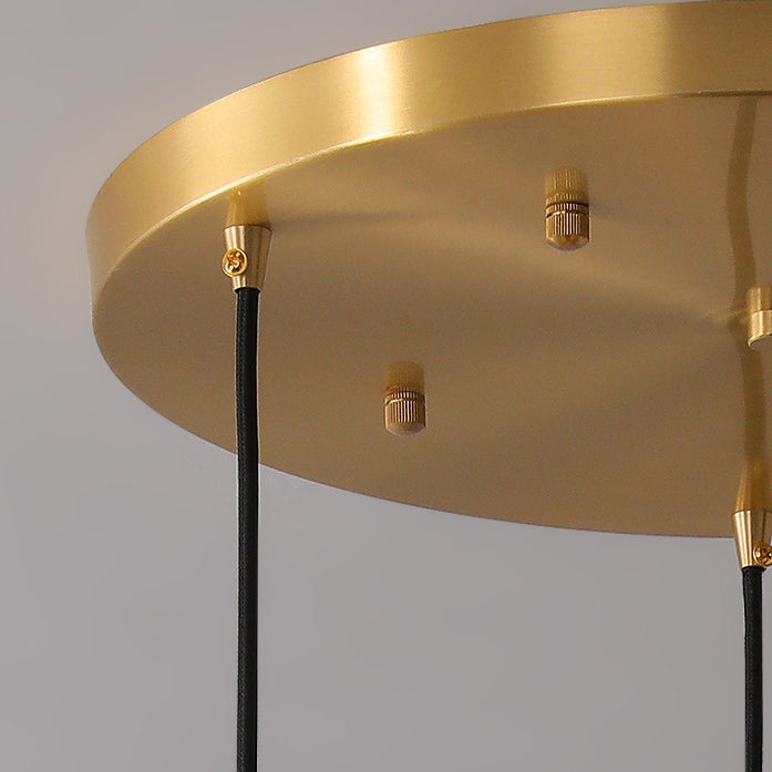 Lanterne traditionnelle chinoise cylindrique en verre et cuivre avec LED pour salon 