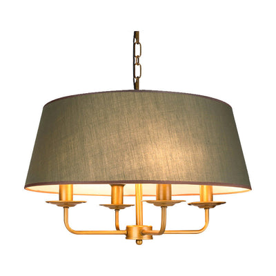 Traditional Rustic Cylinder Iron Fabric 4-Light Chandelier For Living Room