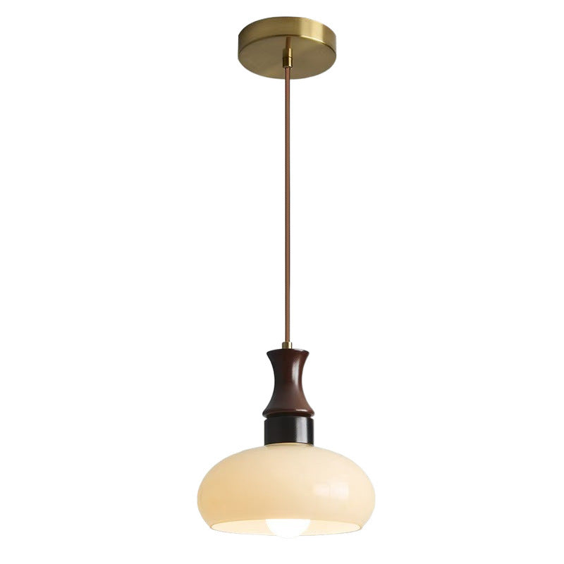 Moderne Mid-Century runde Metall-Gummibaum-Glas 1-Licht-Pendelleuchte für Wohnzimmer 