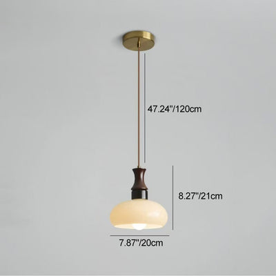 Moderne Mid-Century runde Metall-Gummibaum-Glas 1-Licht-Pendelleuchte für Wohnzimmer 