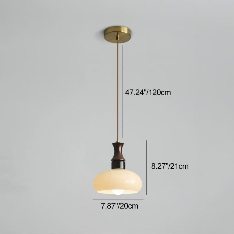 Moderne Mid-Century runde Metall-Gummibaum-Glas 1-Licht-Pendelleuchte für Wohnzimmer 