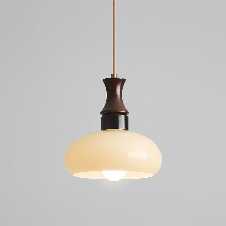 Moderne Mid-Century runde Metall-Gummibaum-Glas 1-Licht-Pendelleuchte für Wohnzimmer 