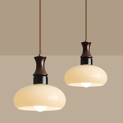 Moderne Mid-Century runde Metall-Gummibaum-Glas 1-Licht-Pendelleuchte für Wohnzimmer 
