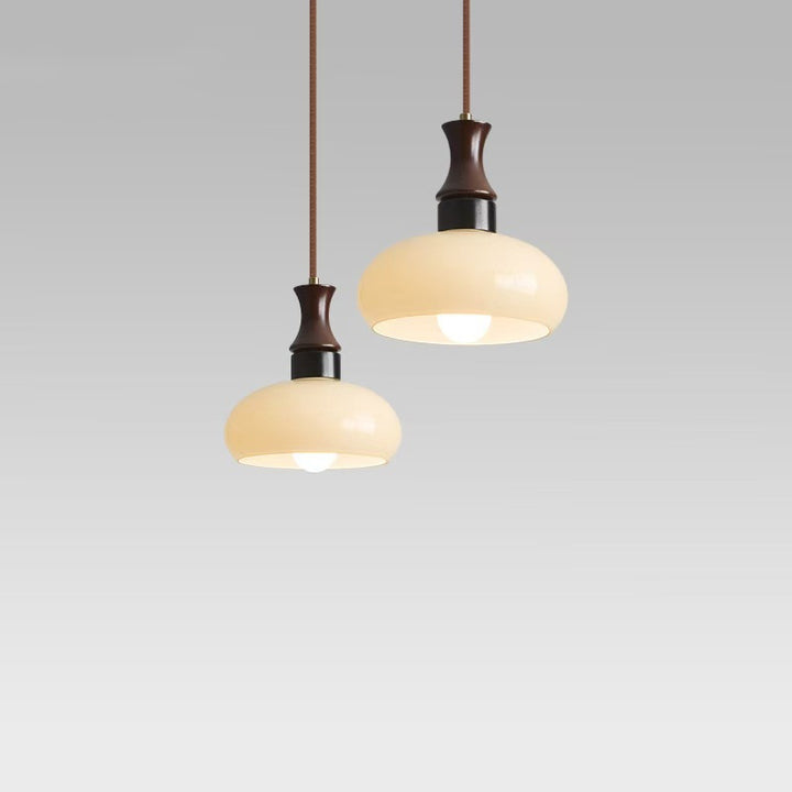 Moderne Mid-Century runde Metall-Gummibaum-Glas 1-Licht-Pendelleuchte für Wohnzimmer 