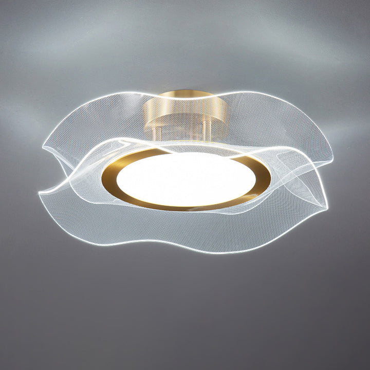Lustre LED plafonnier semi-encastré en aluminium acrylique métal fleur moderne de luxe pour chambre 