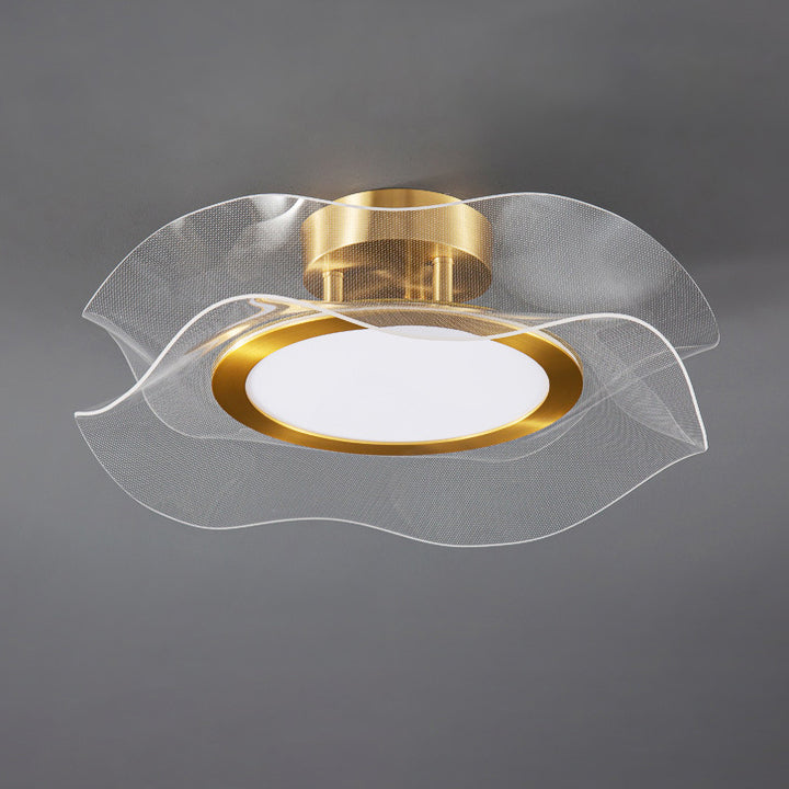 Lustre LED plafonnier semi-encastré en aluminium acrylique métal fleur moderne de luxe pour chambre 