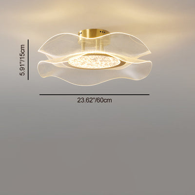 مصباح سقف LED شبه متدفق من الألمنيوم والأكريليك والمعدن بتصميم زهرة عصري فاخر لغرفة النوم 