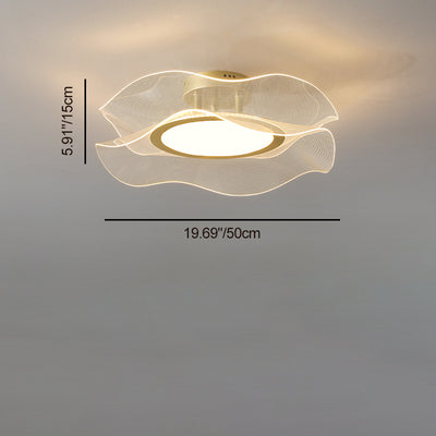 مصباح سقف LED شبه متدفق من الألمنيوم والأكريليك والمعدن بتصميم زهرة عصري فاخر لغرفة النوم 