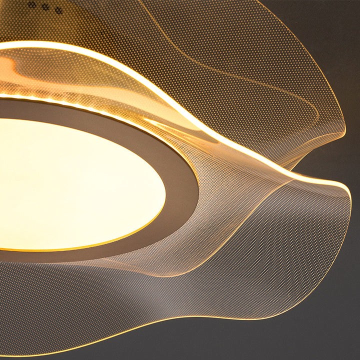 Lustre LED plafonnier semi-encastré en aluminium acrylique métal fleur moderne de luxe pour chambre 