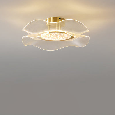 مصباح سقف LED شبه متدفق من الألمنيوم والأكريليك والمعدن بتصميم زهرة عصري فاخر لغرفة النوم 