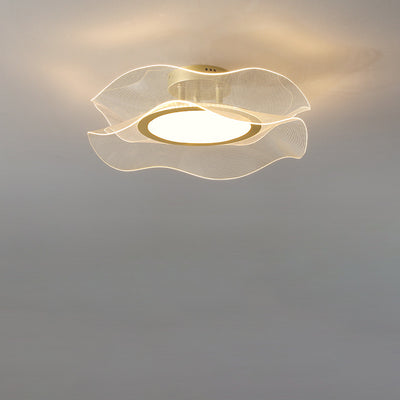 مصباح سقف LED شبه متدفق من الألمنيوم والأكريليك والمعدن بتصميم زهرة عصري فاخر لغرفة النوم 