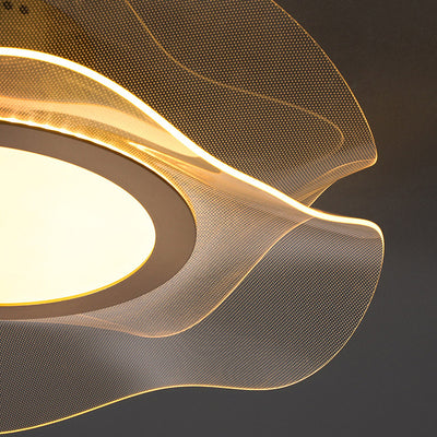مصباح سقف LED شبه متدفق من الألمنيوم والأكريليك والمعدن بتصميم زهرة عصري فاخر لغرفة النوم 