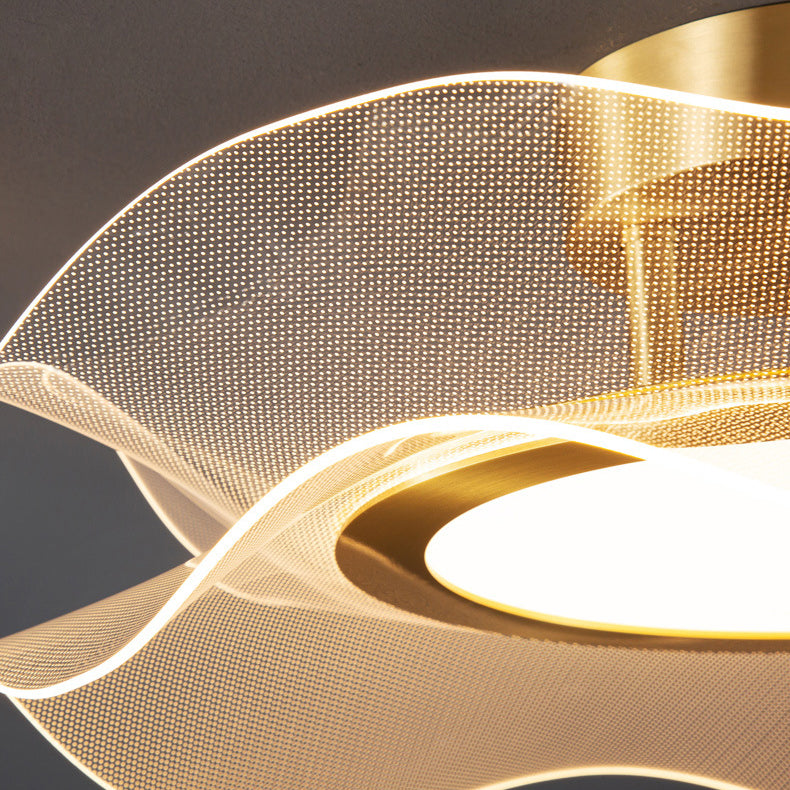 Lustre LED plafonnier semi-encastré en aluminium acrylique métal fleur moderne de luxe pour chambre 
