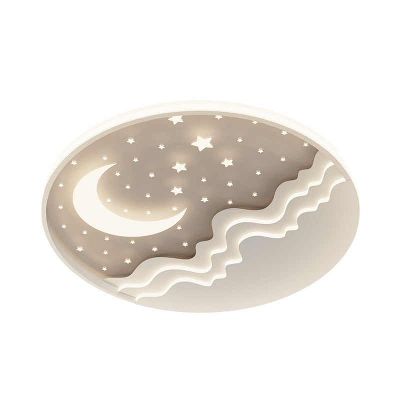 Moderne eklektische runde Mond-Deckenleuchte aus Eisen und Acryl mit LED für das Schlafzimmer 