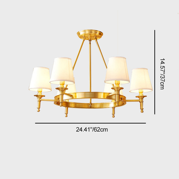 Traditioneller rustikaler zylindrischer Kupferstoff 5/6/8/10 Licht Kronleuchter für Wohnzimmer 