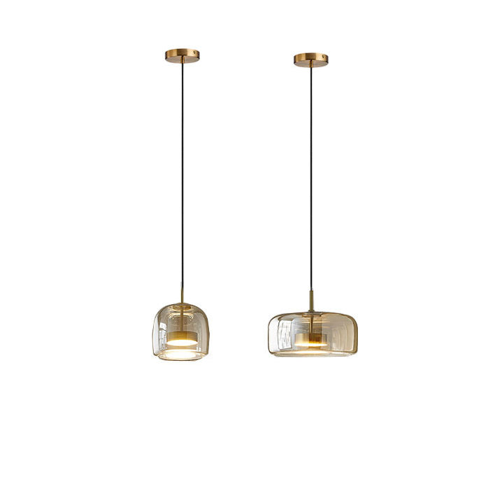 Contemporary Scandinavian Cylinder Iron Glass 1-Light Pendant Light For Bedroom