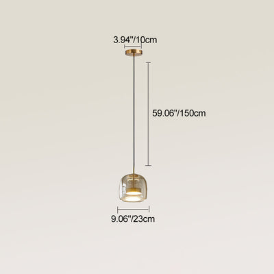 Contemporary Scandinavian Cylinder Iron Glass 1-Light Pendant Light For Bedroom