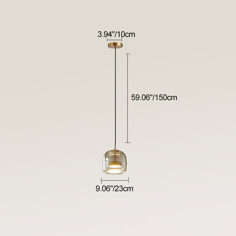 Contemporary Scandinavian Cylinder Iron Glass 1-Light Pendant Light For Bedroom