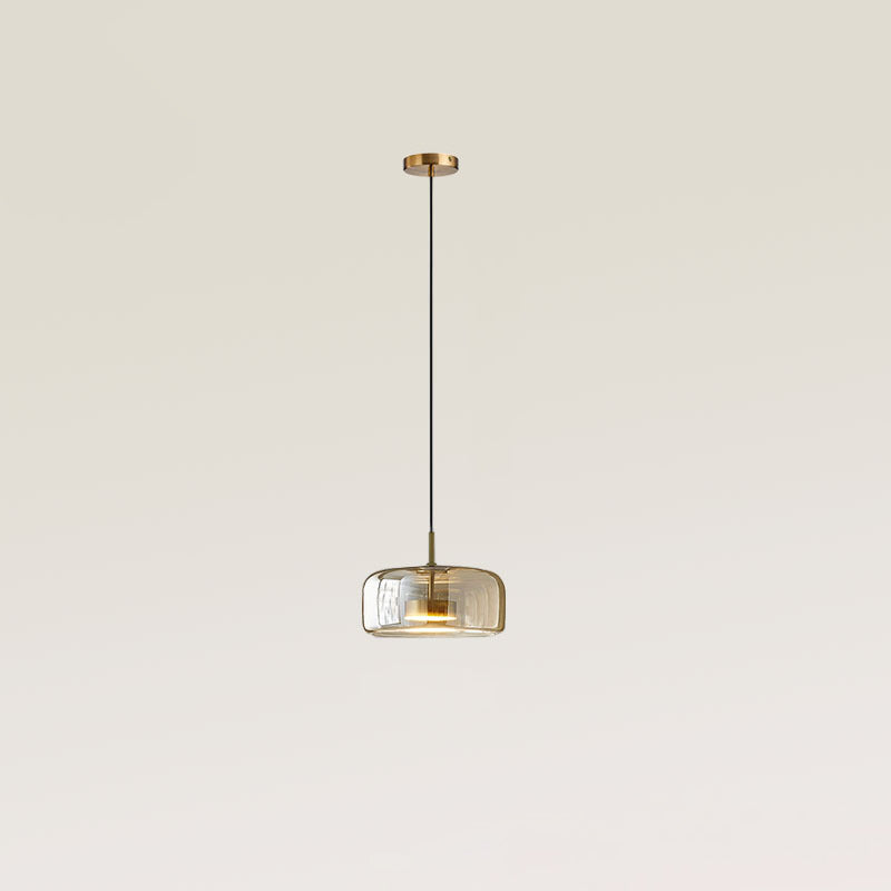 Contemporary Scandinavian Cylinder Iron Glass 1-Light Pendant Light For Bedroom