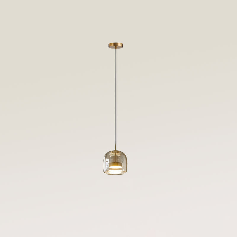 Contemporary Scandinavian Cylinder Iron Glass 1-Light Pendant Light For Bedroom