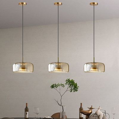 Contemporary Scandinavian Cylinder Iron Glass 1-Light Pendant Light For Bedroom