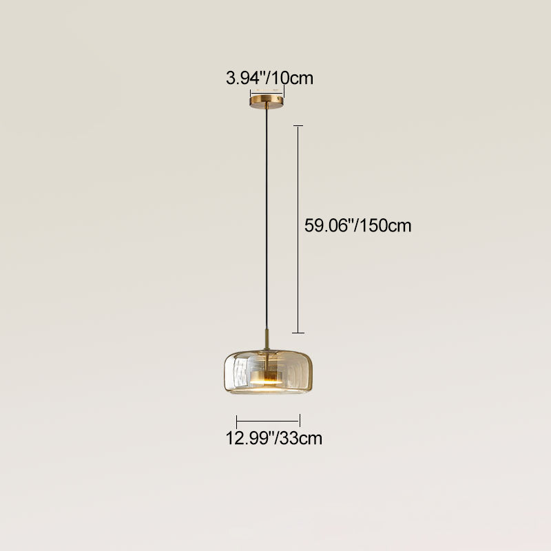 Contemporary Scandinavian Cylinder Iron Glass 1-Light Pendant Light For Bedroom
