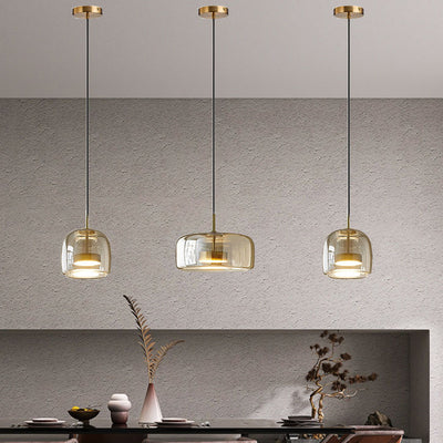 Contemporary Scandinavian Cylinder Iron Glass 1-Light Pendant Light For Bedroom