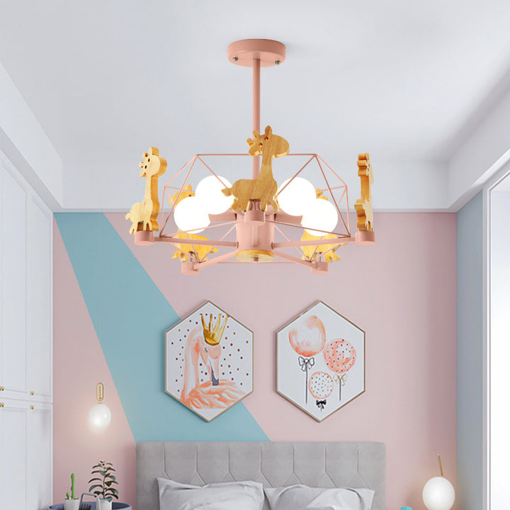 Luz de techo semi-empotrada de 5 luces de metal y madera con diseño de molinillo creativo contemporáneo para dormitorio 