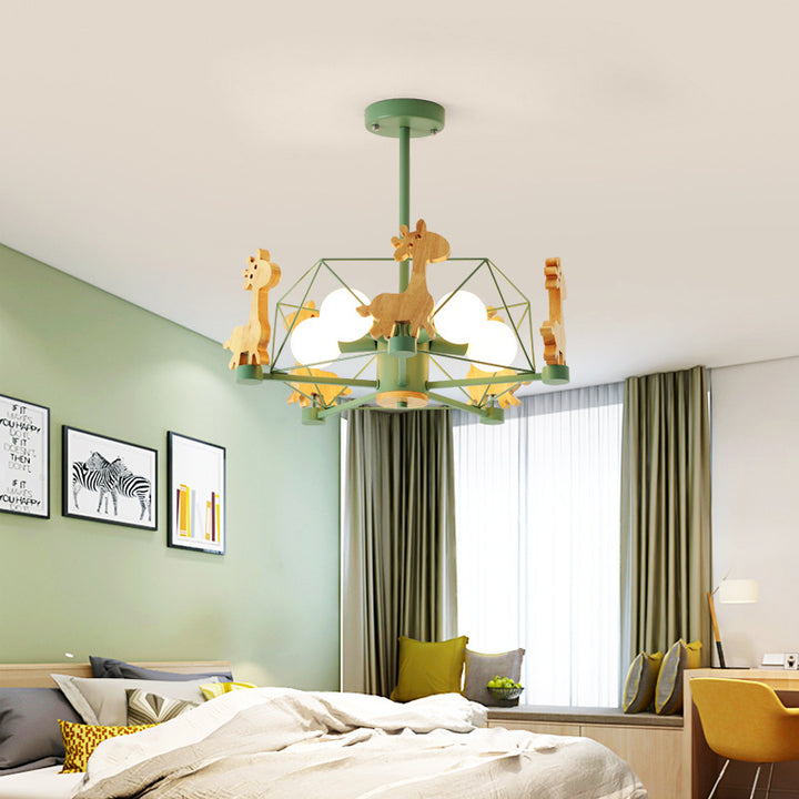 Luz de techo semi-empotrada de 5 luces de metal y madera con diseño de molinillo creativo contemporáneo para dormitorio 