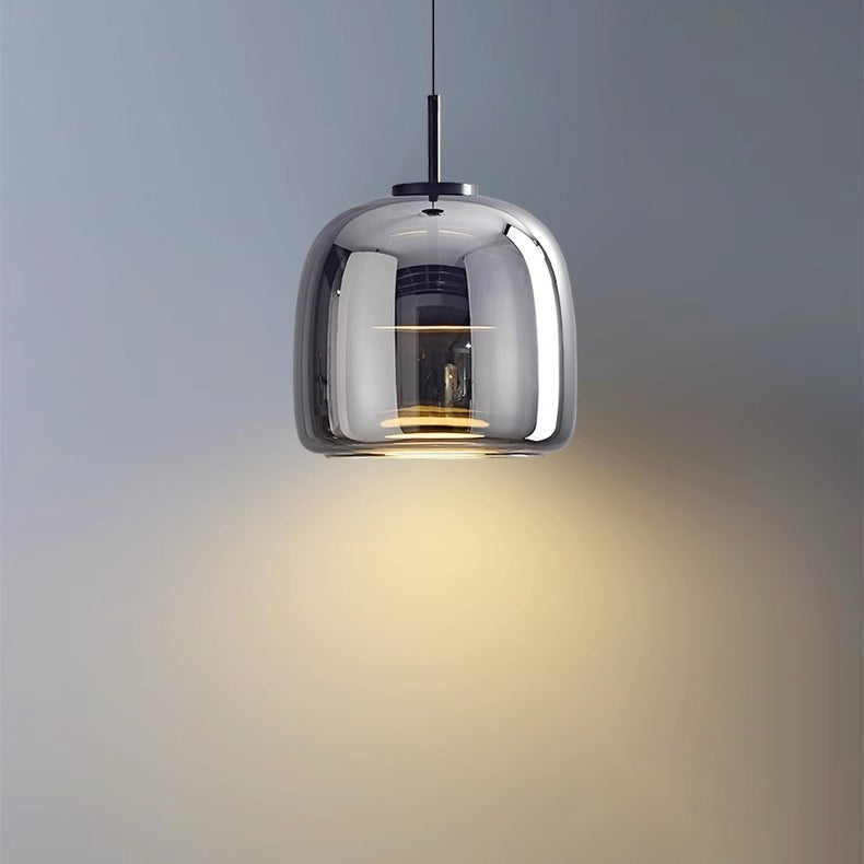 Contemporary Scandinavian Cylinder Copper Glass LED Pendant Light For Living Room