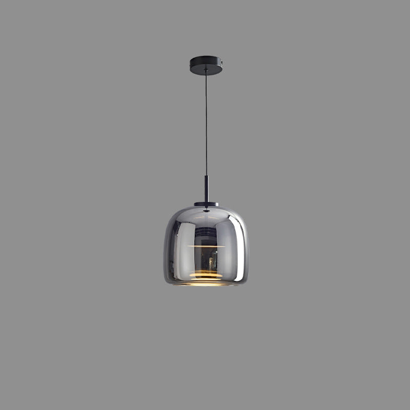 Contemporary Scandinavian Cylinder Copper Glass LED Pendant Light For Living Room