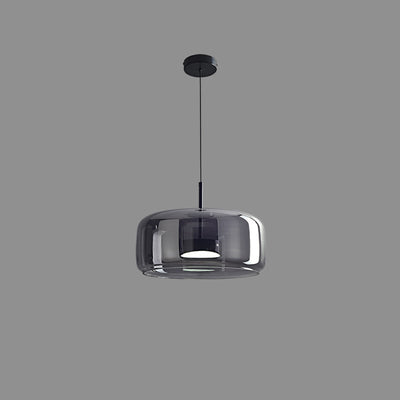 Contemporary Scandinavian Cylinder Copper Glass LED Pendant Light For Living Room
