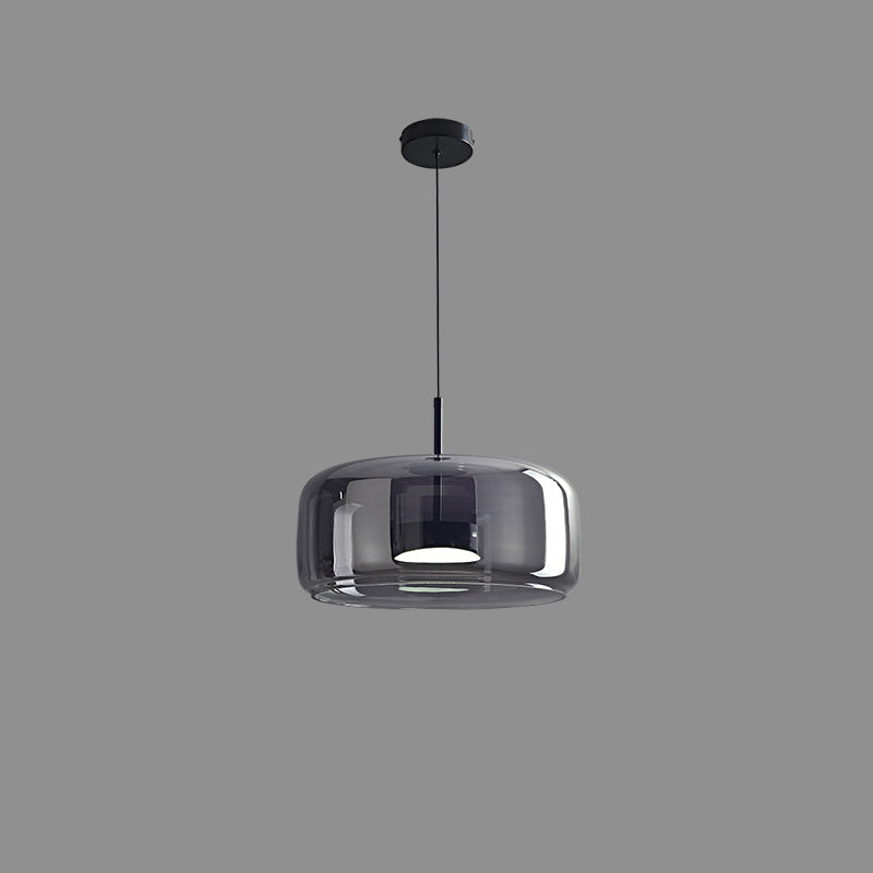 Contemporary Scandinavian Cylinder Copper Glass LED Pendant Light For Living Room