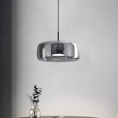 Contemporary Scandinavian Cylinder Copper Glass LED Pendant Light For Living Room