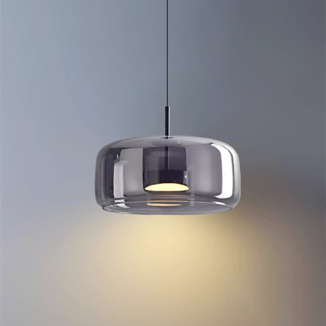 Contemporary Scandinavian Cylinder Copper Glass LED Pendant Light For Living Room