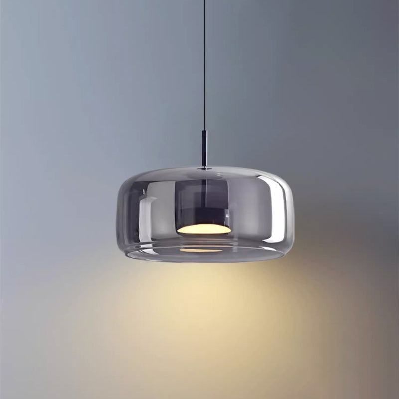 Contemporary Scandinavian Cylinder Copper Glass LED Pendant Light For Living Room