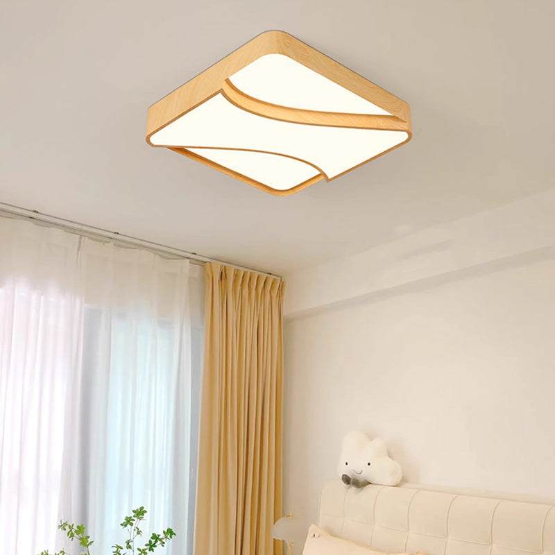 Contemporary Scandinavian Square Acrylic Metal LED Flush Mount Ceiling Light For Bedroom