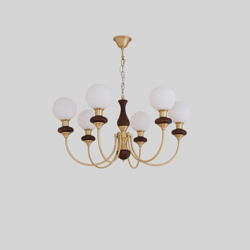 Traditioneller französischer Globus Eisen Eschenholz Glas 3/6/8 Licht Kronleuchter für Wohnzimmer 