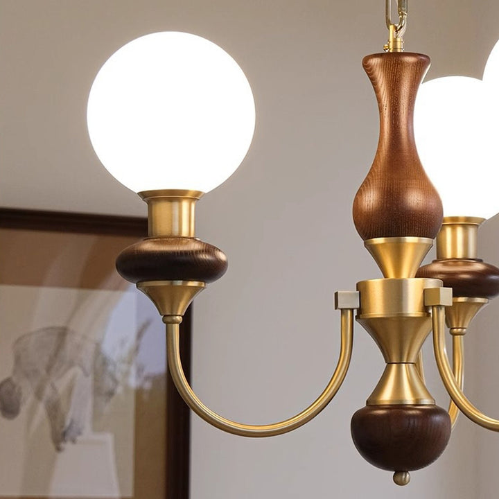 Traditioneller französischer Globus Eisen Eschenholz Glas 3/6/8 Licht Kronleuchter für Wohnzimmer 