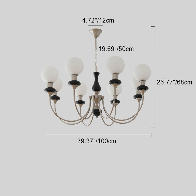 Traditioneller französischer Globus Eisen Eschenholz Glas 3/6/8 Licht Kronleuchter für Wohnzimmer 