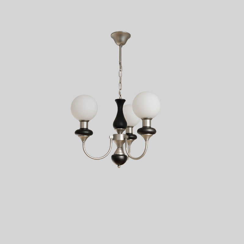 Traditioneller französischer Globus Eisen Eschenholz Glas 3/6/8 Licht Kronleuchter für Wohnzimmer 