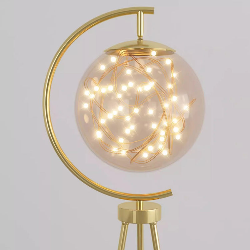 Contemporary Creative Spherical Glass Metal LED Standing Floor Lamp For Living Room