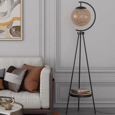 Contemporary Creative Spherical Glass Metal LED Standing Floor Lamp For Living Room