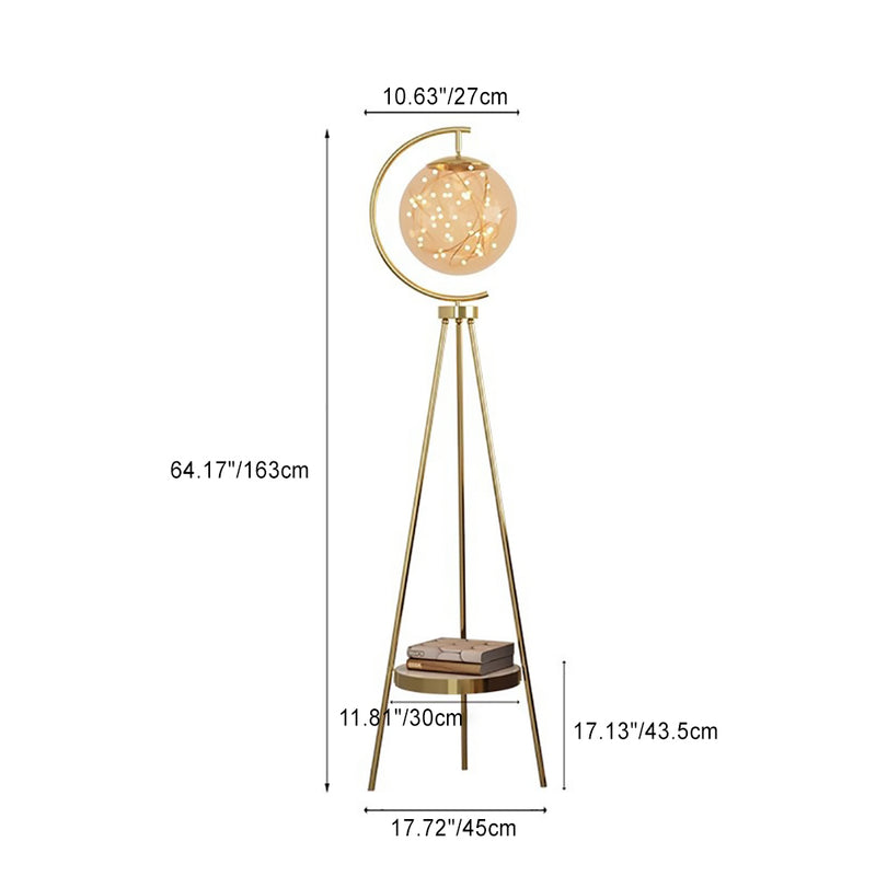 Contemporary Creative Spherical Glass Metal LED Standing Floor Lamp For Living Room