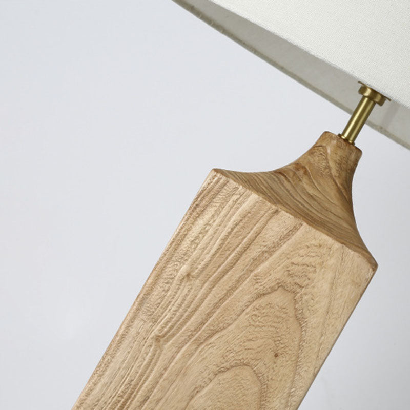 Lámpara de pie de 1 luz de madera maciza de cono japonés tradicional con pantalla de lino para sala de estar 